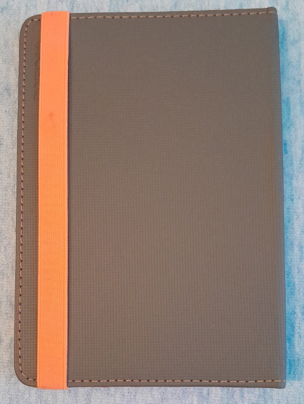 Tablet Cover Case with Orange Accent Elastic Strap - Gray